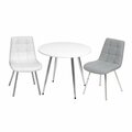 Gift Mark Mid-Century Modern Round Kids White Table with White & Grey Arm Chairs T3081GW